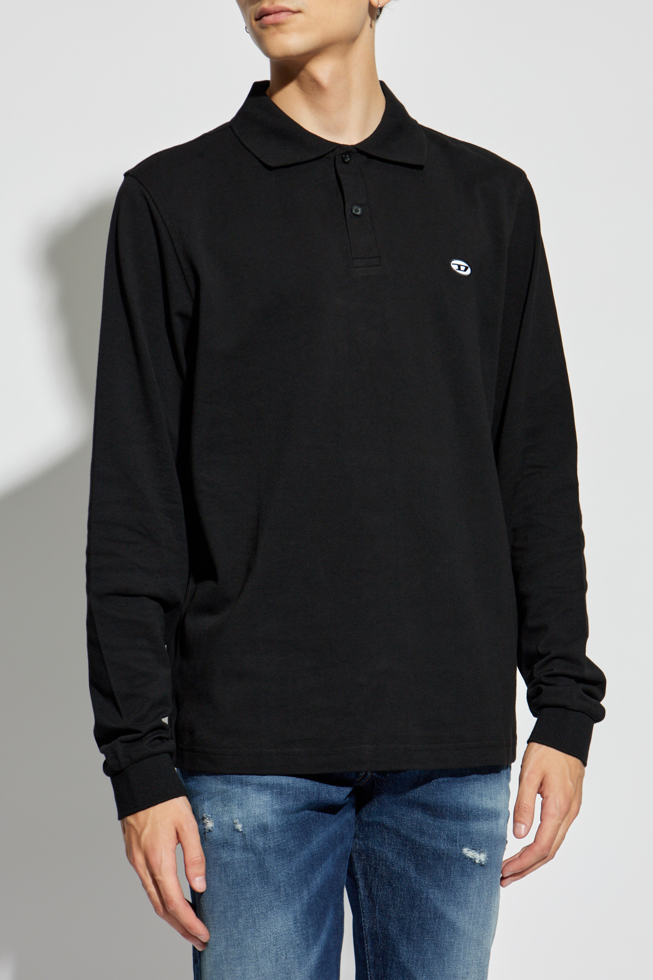 【送料&関税込】Diesel T-rejust-doval-pj Polo Men's Polo shirt with Oval D patch | Black | Diesel